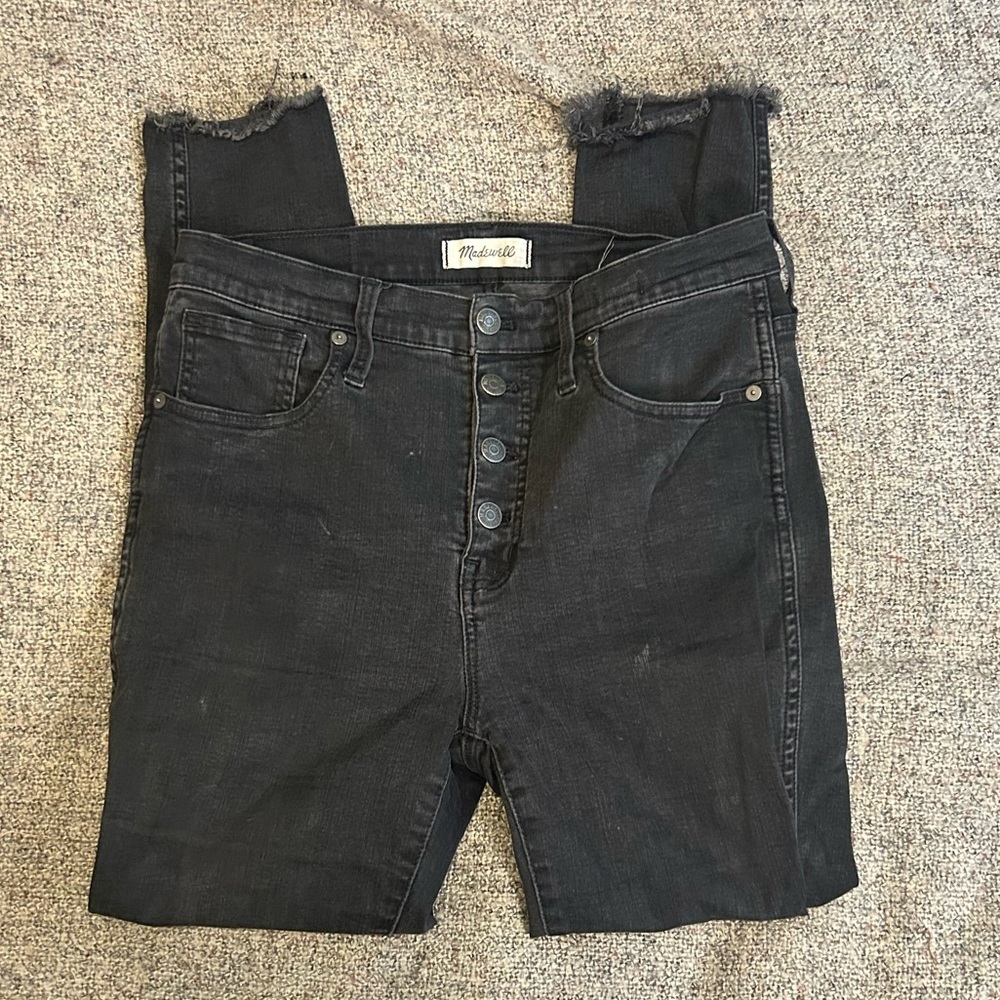 Madewell 10” High Rise Raw Hem Skinny Button-fly Jeans